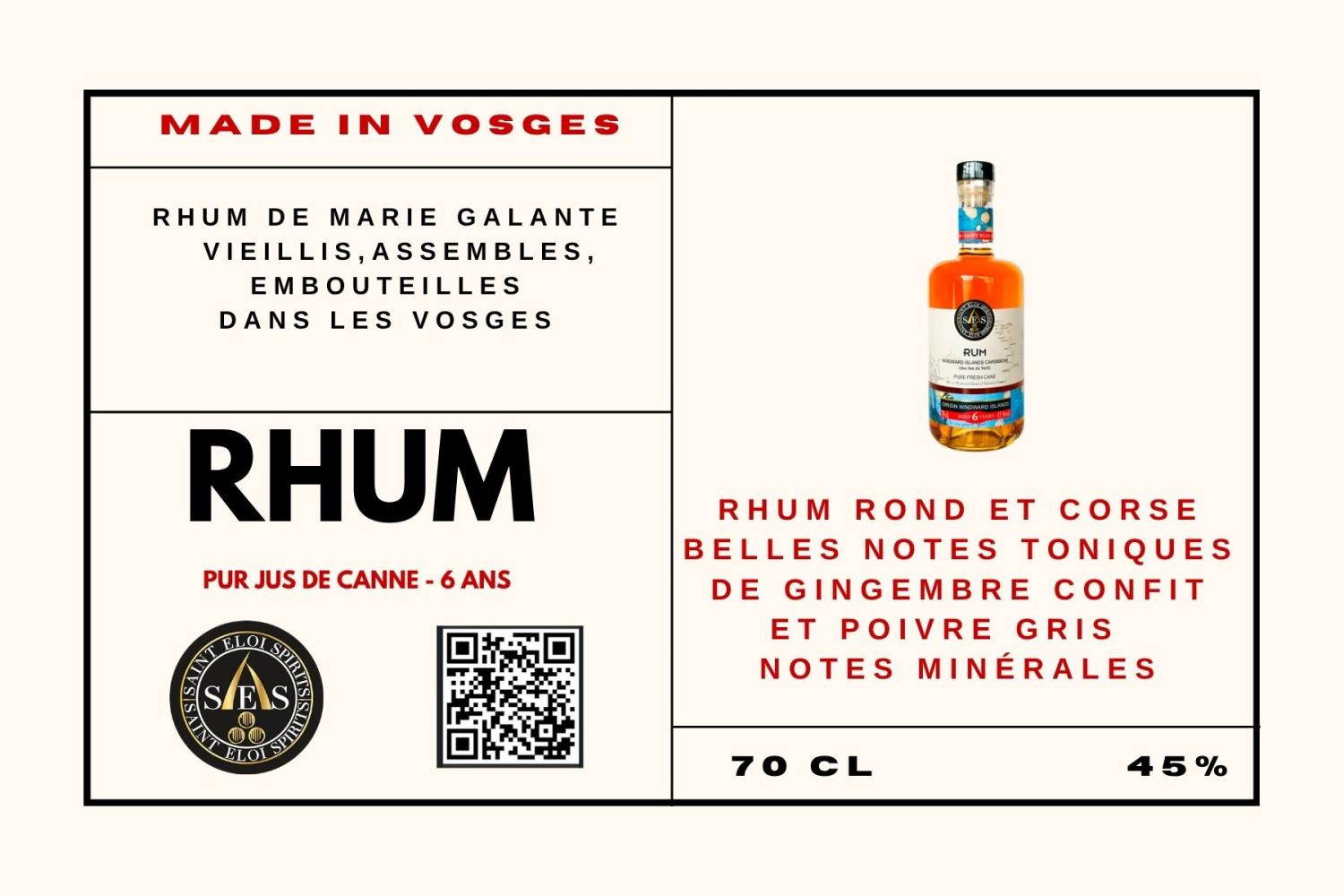Rhum 6 ans Marie Galante pur jus de canne 70 cl à 45% – Image 2