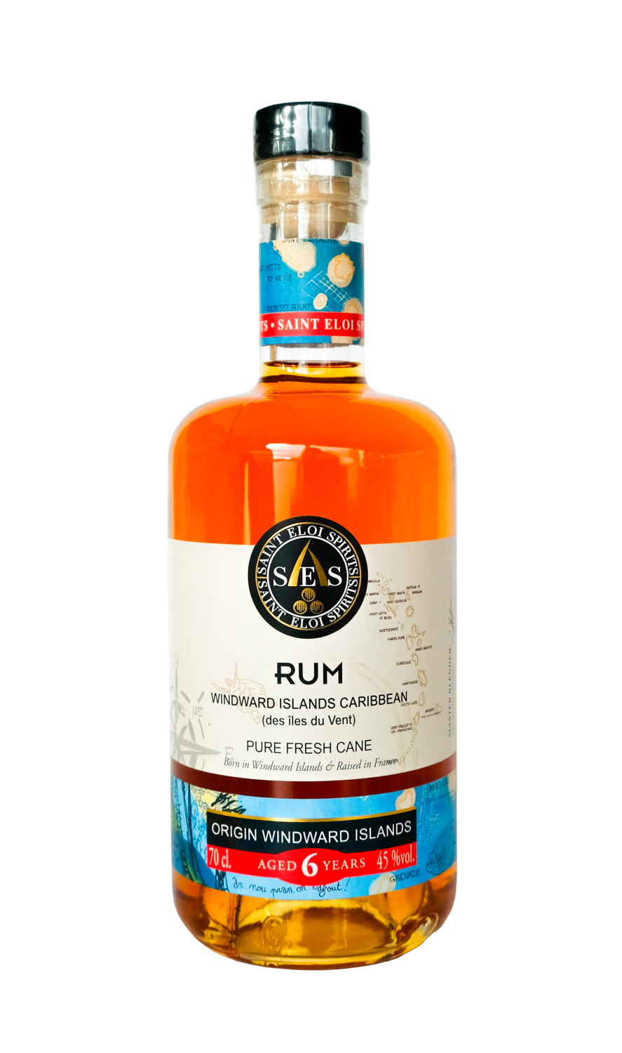 Rhum 6 ans Marie Galante pur jus de canne 70 cl à 45%